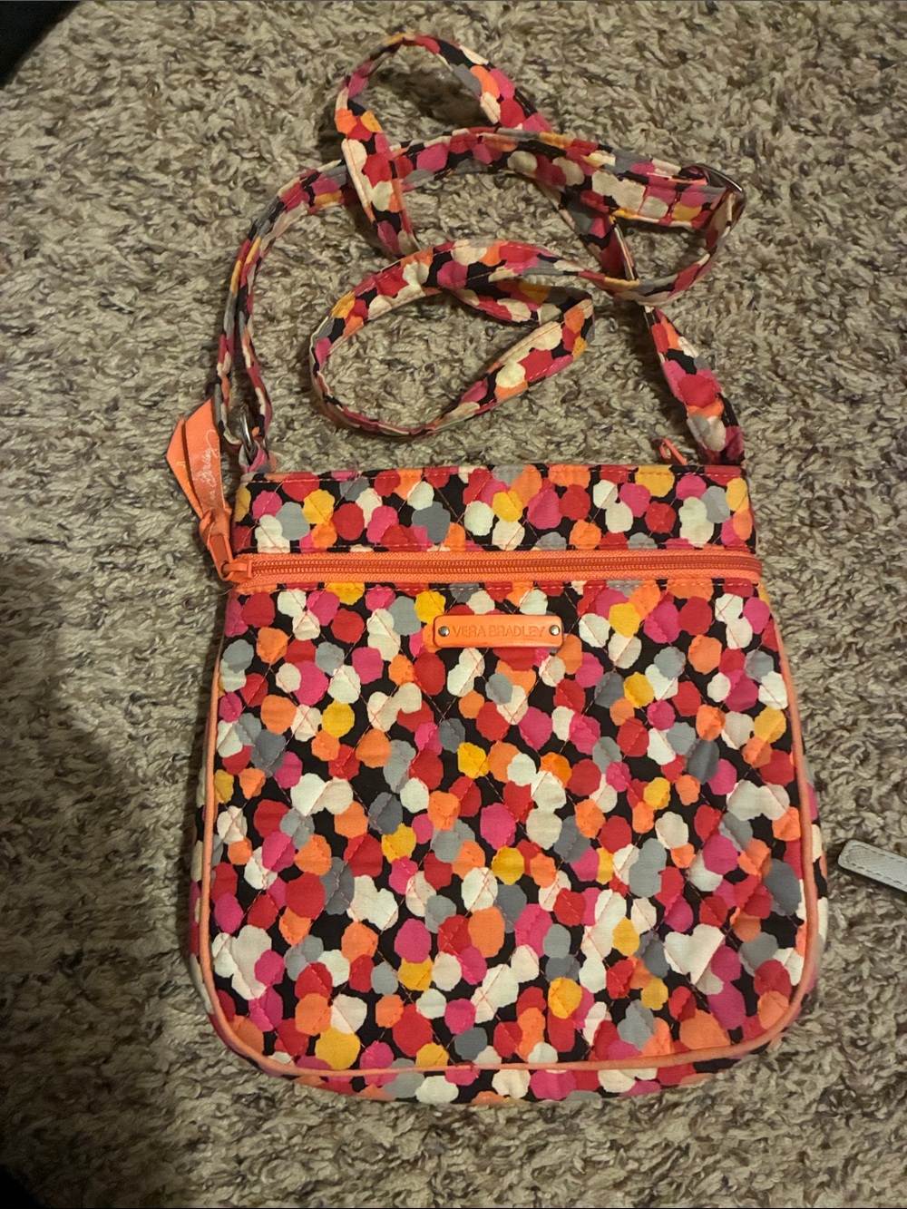 Vera‎ Bradley Coral Multi Dot Quilted Crossbody